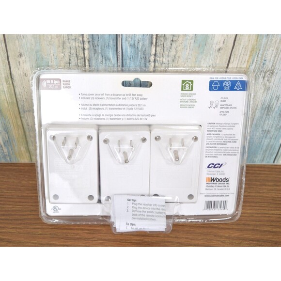 Woods Wireless Remote Control Outlet Kit 3-Pack Indoor Plug Smart Home NEW - Picture 2 of 10